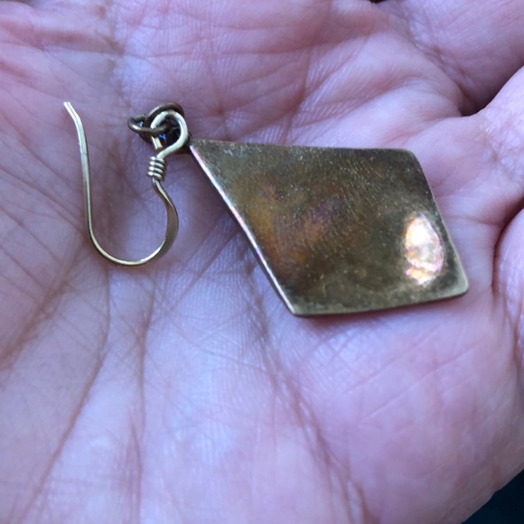 Evil eye inlaid onyx brass earrings - Picture 3 of 8